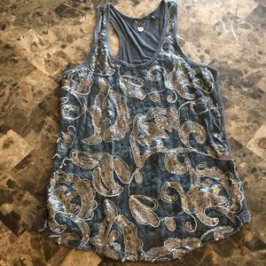 BKE Boutique Sequin Lace Tank